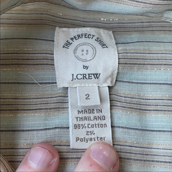 J. Crew Sheer Sparkle Perfect Shirt in Stripe Size 2 - Picture 3 of 5